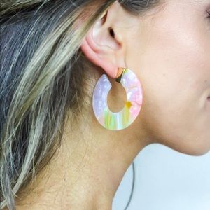 Jewelry - Multi Colored Acrylic Hoop Earrings Jewelry - Multi Colored Acrylic Hoop Earrings